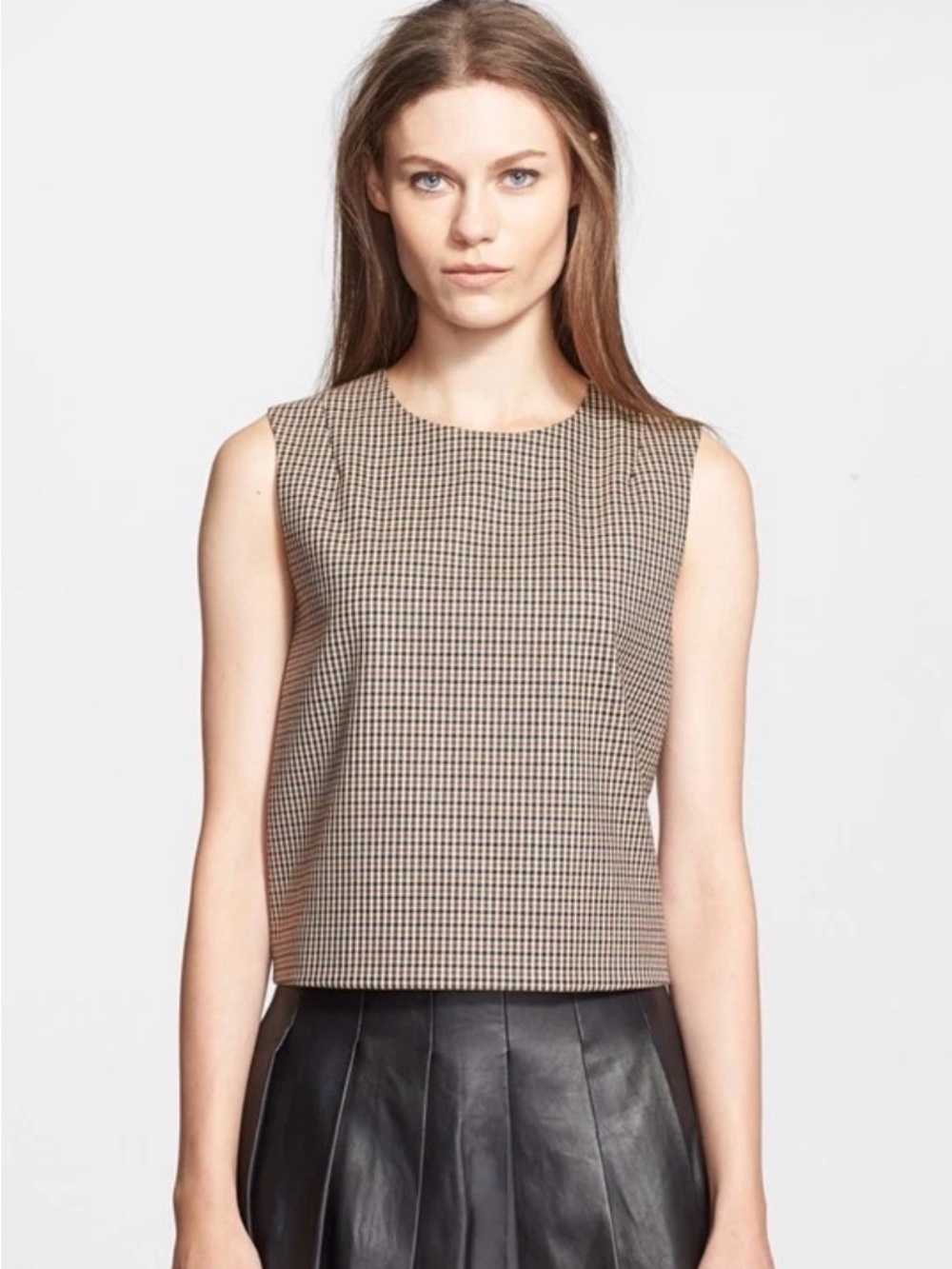 Theory top brown plaid size medium